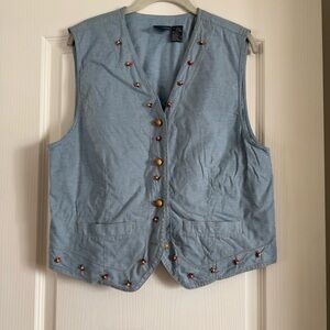 Lizwear Vintage Denim Vest with beaded details